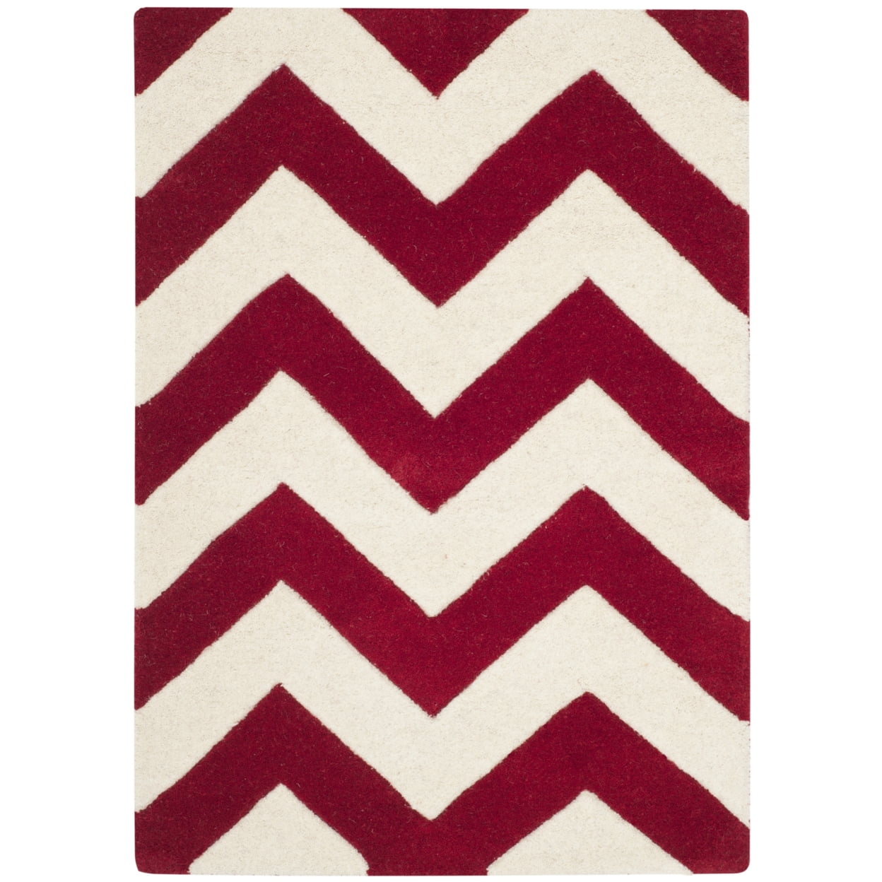 SAFAVIEH Chatham Jake Zigzag Stripes Wool Area Rug, Red/Ivory, 6' x 9'