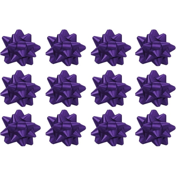 PMU Decorative Star Gift Bows 3-3/4 Inch Medium Purple (12/Pkg) Pkg/1