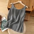 thumbnail image 2 of Diufon Womens Cotton Linen Tank Tops Casual Solid Color T-Shirts Summer Round Neck Sleeveless Tops, 2 of 7