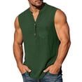 thumbnail image 2 of Lmueinov Mens Cotton Linen Tank Top Shirts Casual Sleeveless Slim Fit Henley Shirt for Men Basic Summer Tops, 2 of 8