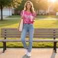 thumbnail image 4 of Mfakffe Breast Cancer Shirts for Women Breast Cancer Awareness V Neck Short Sleeve T-Shirt Pink Angel Wings Pink Ribbon Graphic Casual Tee, 4 of 4