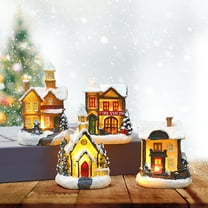 LEFTHIGH Home Resin Christmas Scene Village House Town with Warm White LED Lights Battery Operated Christmas Decorations Fall Decor