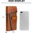 thumbnail image 2 of Genuine Leather Long Wallet for Women Vintage Checkbook Wallets with RFID Blocking Card Holder (Coffee color), 2 of 6
