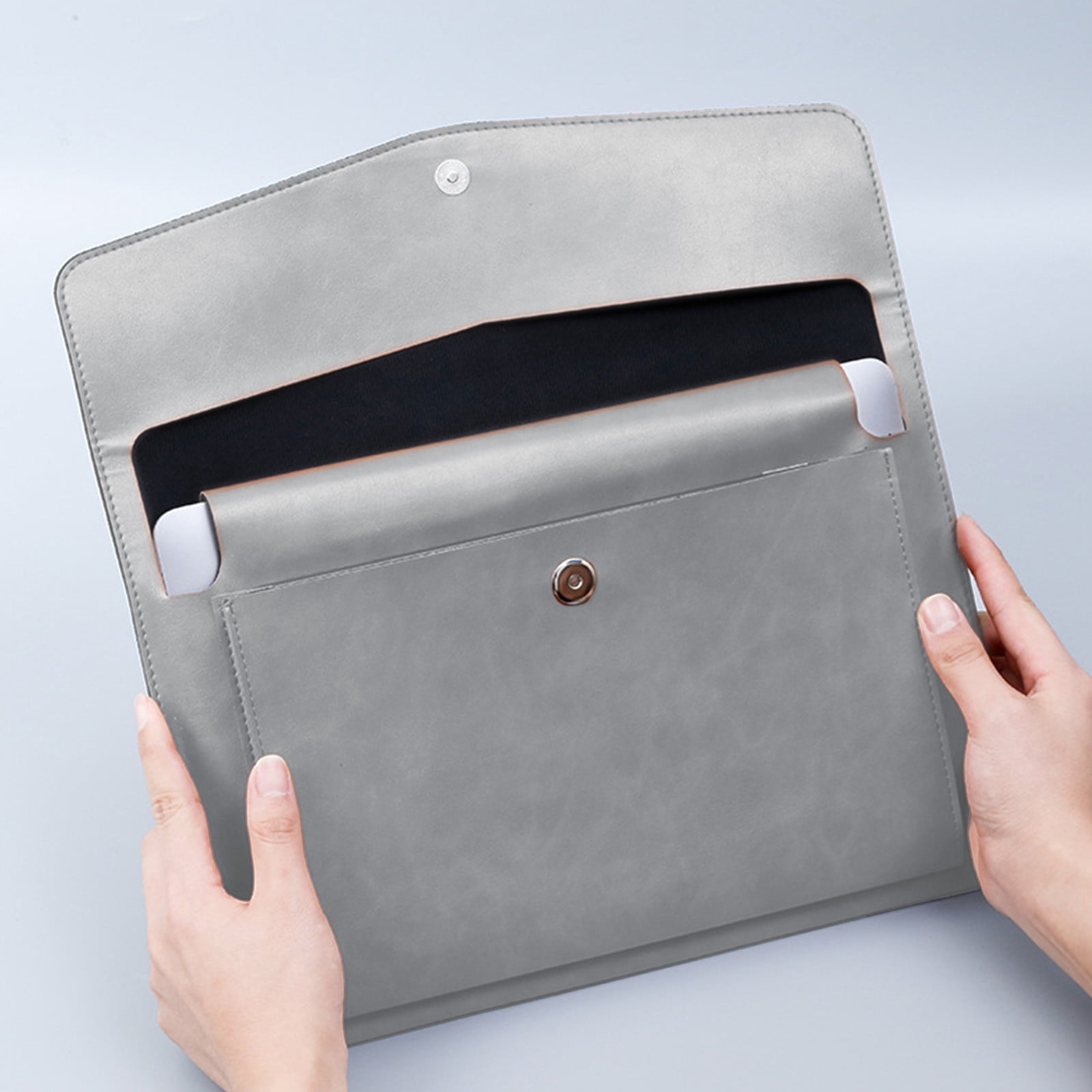 A4 Leather File Bag, Magnetic Closure Briefcase, Waterproof Business Folder for Office Use