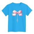 thumbnail image 3 of WOYY Girls Bow Print Graphic Tee Short Sleeve Summer T Shirt Cotton Casual T-Shirt, 3 of 3