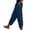 Dark Blue, variant on HNMKIU Wide Leg Pants Buttons on Side Solid Color High Waisted Fashion Drawstring Elastic Comfortable Trousers for Women ,XXXL