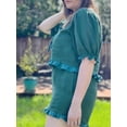 thumbnail image 6 of Shunvnny Womens Summer 2 Piece Outfits 2024 Casual Vacation Trendy Shorts Matching Sets Short Sleeve loral Print/Patchwork/Stripe Tie-Up Tops Elastic Waist Shorts, 6 of 8