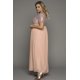 thumbnail image 4 of ABPHQTO Vestido largo de malla de empalme de lentejuelas de manga corta rosa de talla grande para mujer, 4 of 5