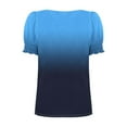 thumbnail image 4 of Wyobmus Summer Tops for Women Casual Ruffle Trim Sleeve Gradient Color Tops Loose Fit Square Neck T Shirts Blue, 4 of 7