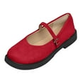 thumbnail image 5 of Rokment Vintage Mary Jane Shoes for Women 2026 Spring Fall Suede Casual Platform Chunky Low Heel Ballet Flat Walking Uniforms Dress Loafers Red Size 6.5, 5 of 6