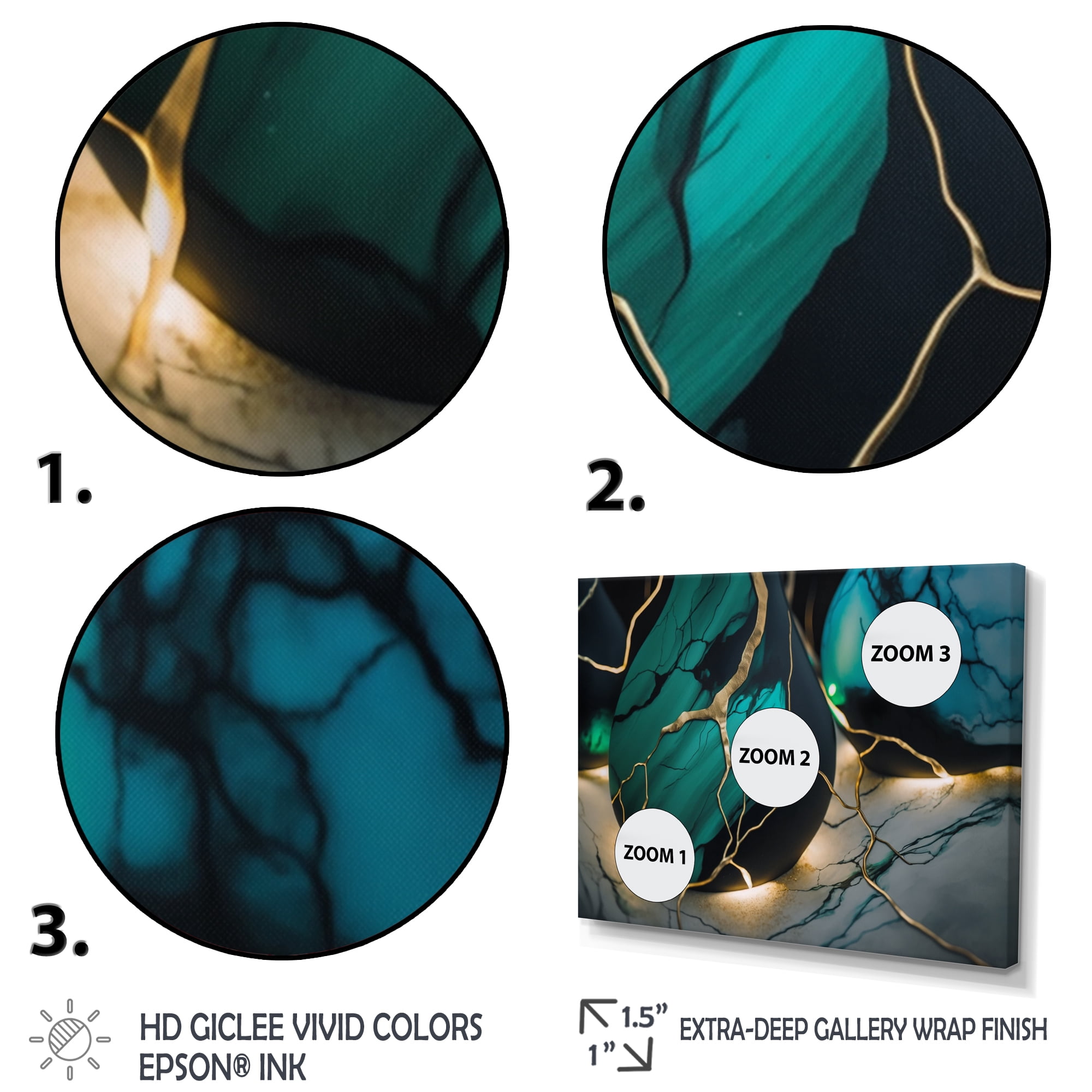 Designart Abstract Geode Green V Canvas Wall Art
