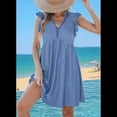 thumbnail image 2 of Vestido Tipo Cárdigan de Corta con Cuello en V y Ribete de Encaje, Color Azul , Talla XXL, 2 of 6