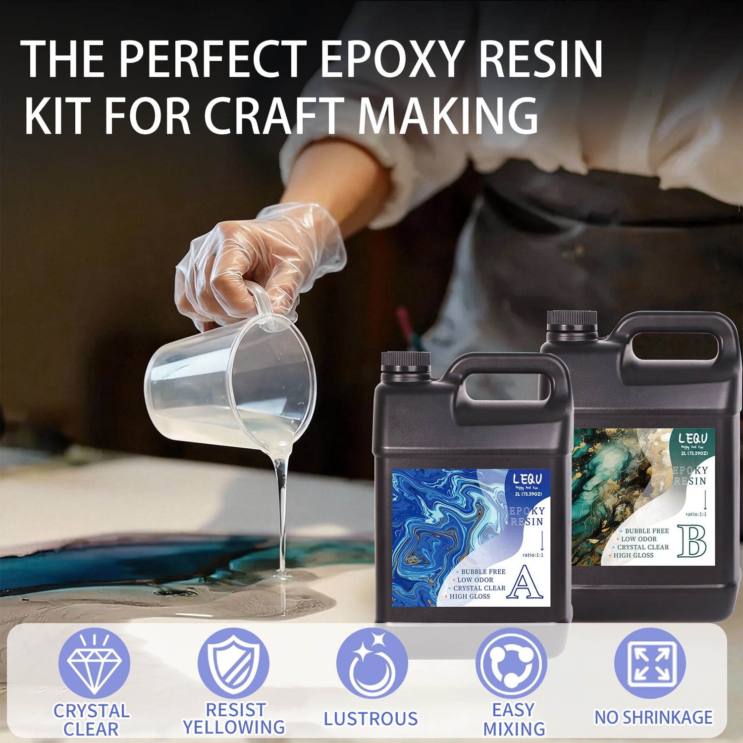 LEQU Epoxy Resin Epoxy Adhesive, 75.39OZ, 2 Pieces