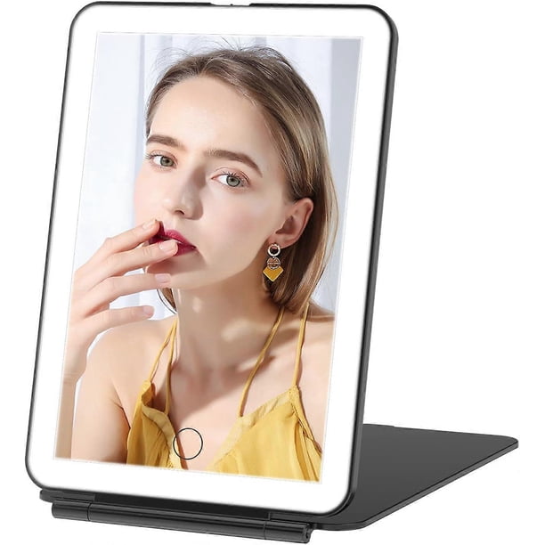 Rechargeable Makeup Mirror with Light, Portable Travel Vanity Mirror with 72 LED Lights, 3 Colors Lighting