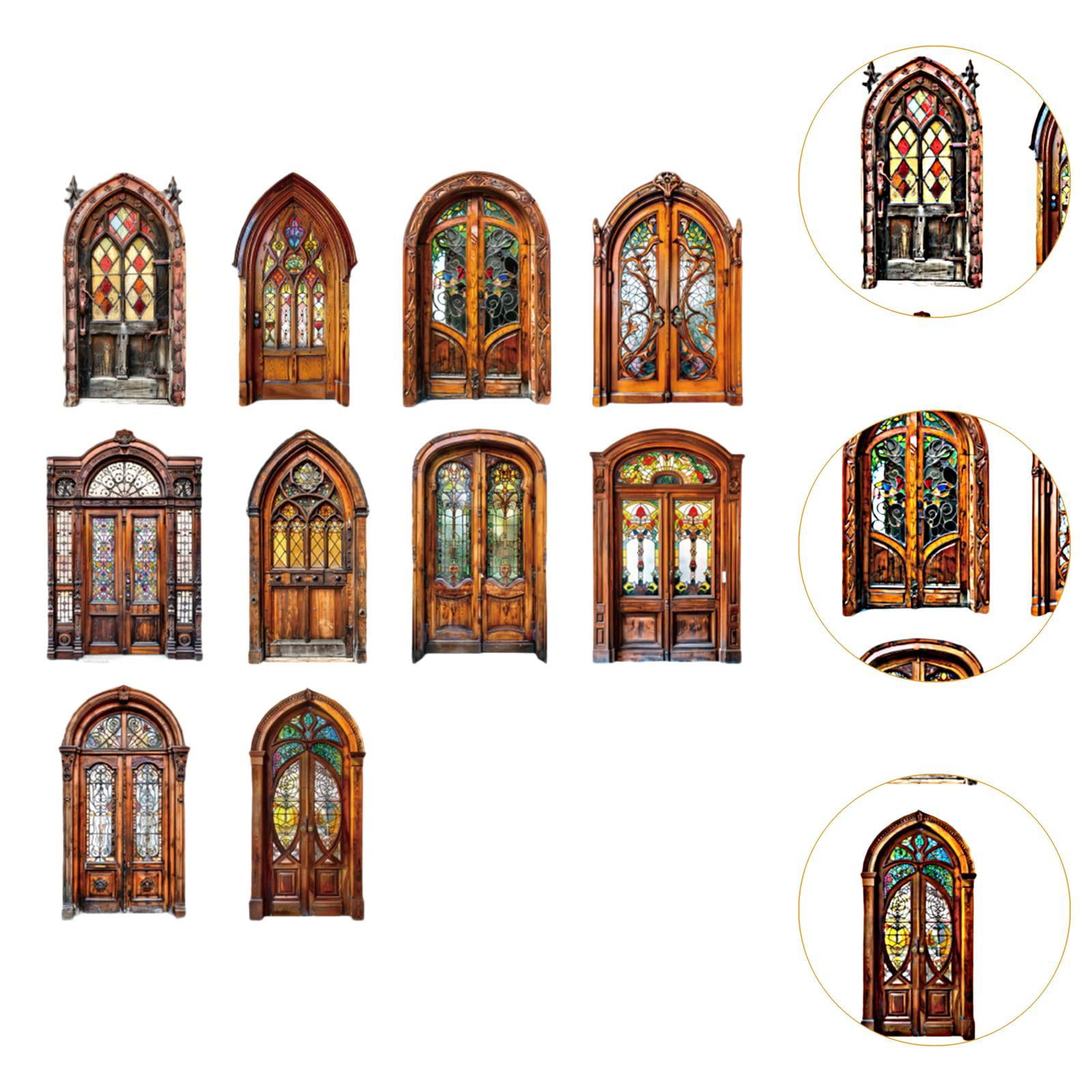 10 Stickers Papier Scrapbooking Vintage - Porte De Style Rétro - Grand Format 170x99cm