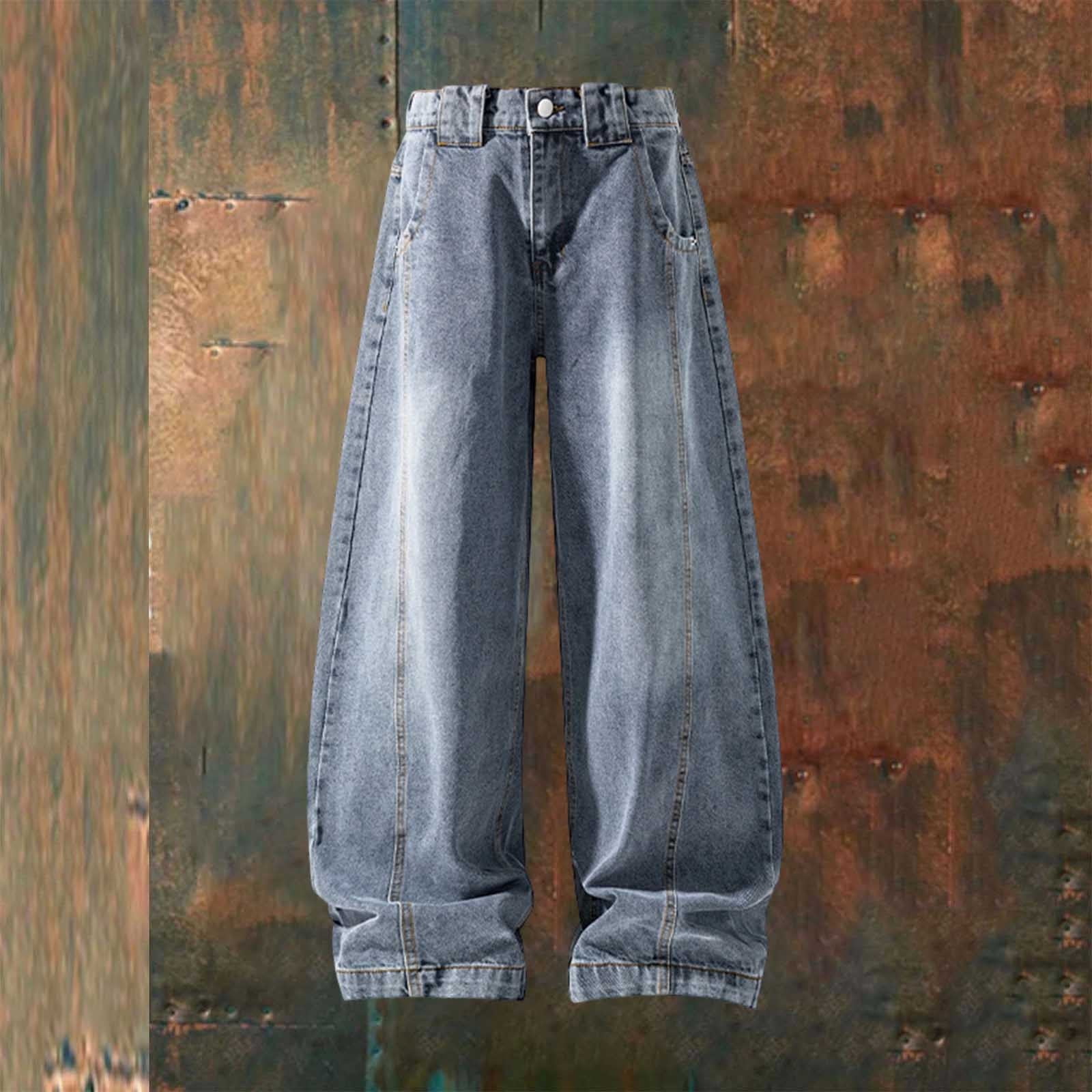 Stamzod Mens Fashion Barrel Jeans 2026 Hip Hop Wide Leg Baggy