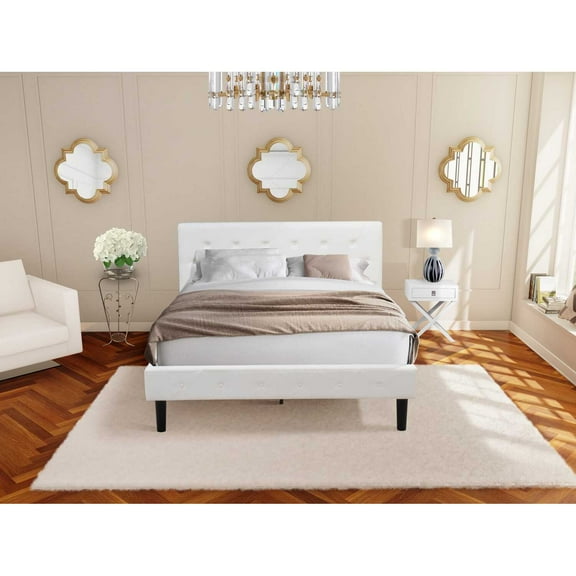 East West Furniture Nolan 2-Piece Wooden Queen Bedroom Set in White