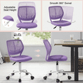 thumbnail image 2 of Homy Casa Teen Desk Chair with Mesh Back, Adjustable Swivel Cute Vanity Chair,Purple, 2 of 8