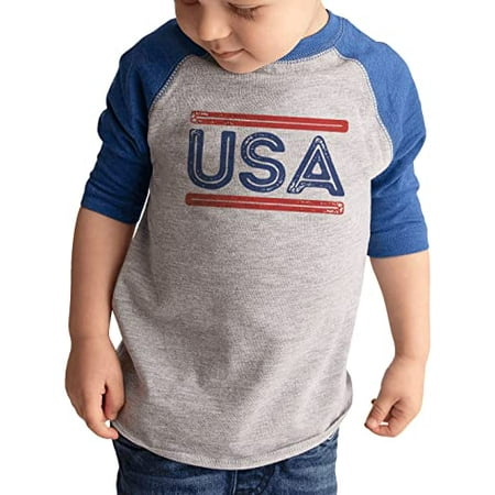 

7 ate 9 Apparel Kids Patriotic 4th of July Shirt - USA Distressed Blue Shirt 18 Months