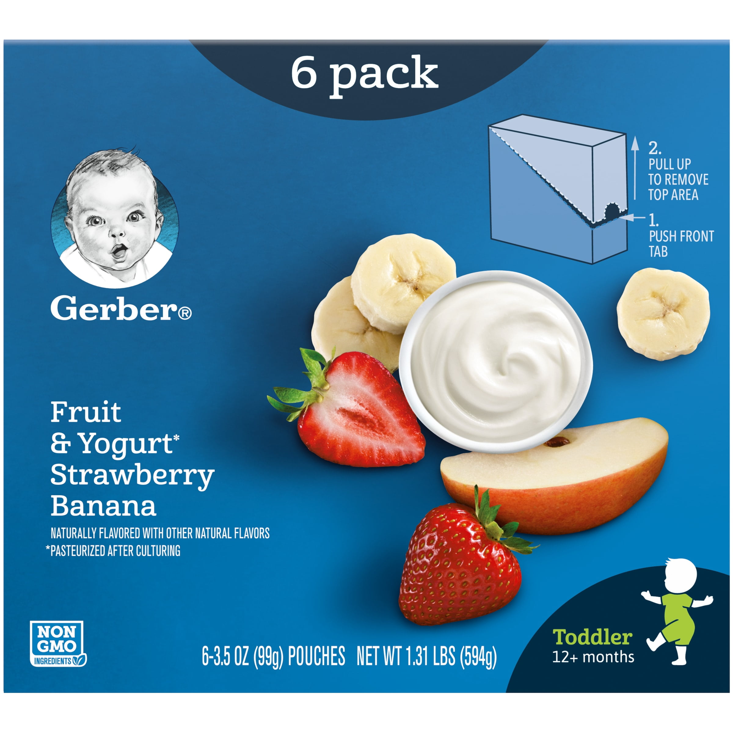 (Pack of 6) Gerber Strawberry Banana Fruit & Yogurt Toddler Food, 3.5