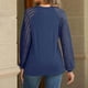 thumbnail image 4 of Camisa de manga larga con encaje recortado para mujer: top de punto informal de negocios, poliéster y spandex, tallas S-XXL, moda otoñal, 4 of 7