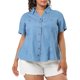 thumbnail image 2 of Women's Plus Size Shirt Short Sleeve Chest Pocket Button Down Denim Shirts Light Blue 2X, 2 of 7