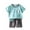 Blue, variant on Girls Toddler Baby Short Sleeve Shorts Set 100 Percent Cotton Casual Round Neck Animal Print 2 Piece Outfit