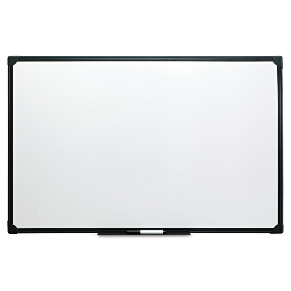 Universal One Melamine Dry Erase Board, 48" x 36", Black Frame