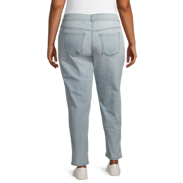 Terra Sky Women s Plus Size Slim Boyfriend Jeans with Comfort Waist Walmart