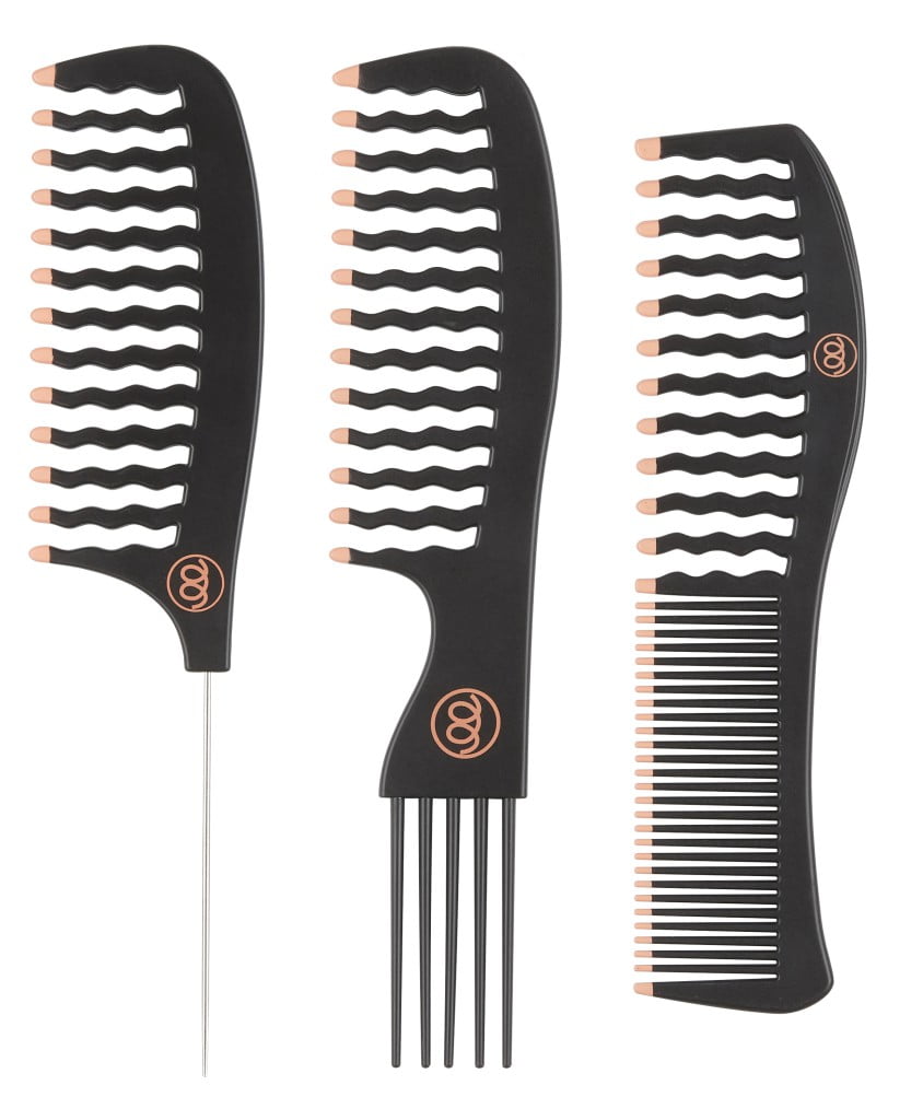 Conair The Curl Collective Assorted Combs, Black, 3 Count