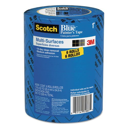 x 60 yd Scotch Painters Tape Value Pack-6 Pack, 3M Blue 2090 .94 in 