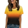 thumbnail image 5 of Men's Casual Summer Short Sleeve T-Shirts Gradient Ombre Crew Neck Tee Tops Yellow, 5 of 8