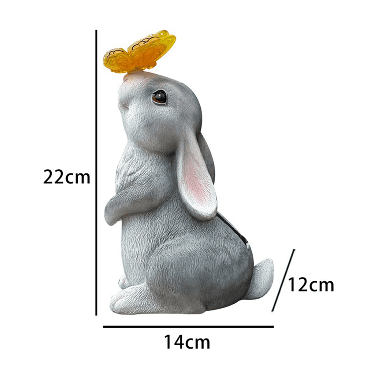 Butterfly Light Garden Statues for Bunny Lovers 22cm Garden Statue