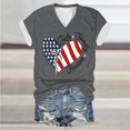 thumbnail image 1 of Fiudx Camisetas para Mujer Top de Manga Corta con Cuello En V Estampado Del Día de La Independencia para Mujer Top/Camisa de Manga Corta con Cuello En V, 1 of 3