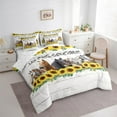 thumbnail image 3 of Manfei Country Horse Sunflower 7pcs Bedding Comforter Set,Rustic Farmhouse Cabin Queen Bedding Sets,Yellow White Brown Queen Sheet Sets For Microfiber Bedroom Decor, 3 of 8
