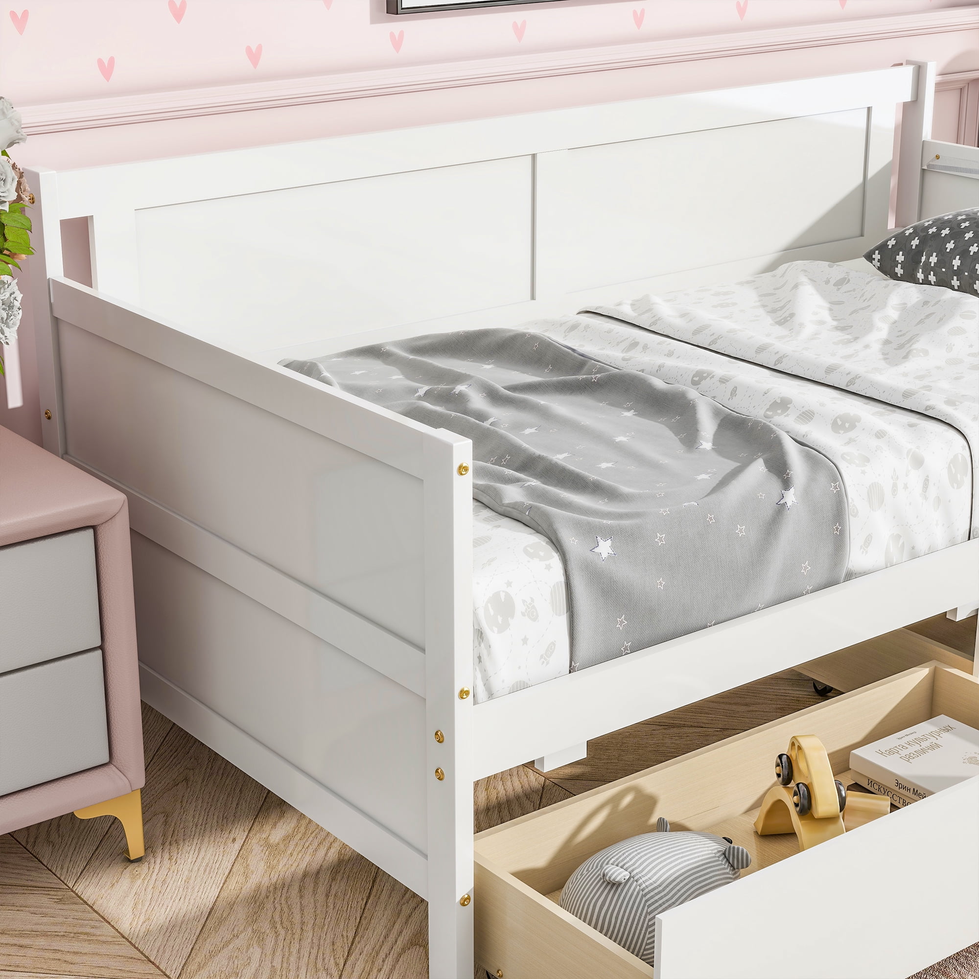 Sailvan Twin Size Pine Wood Daybed with two Storage Drawers