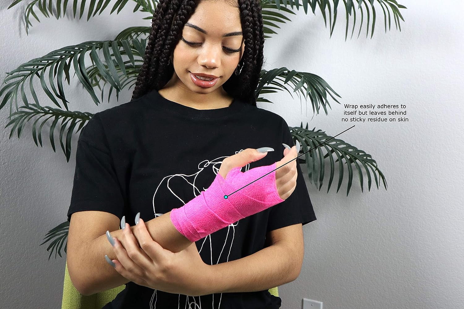 Endure Cohesive Bandage Wrap, Self Adherent Wrap 3 inch x 5 yd, Adhesive Flexible Breathable First Aid Gauze, Stretchable and Ideal for Athletic Use, Box of 12, Neon Pink