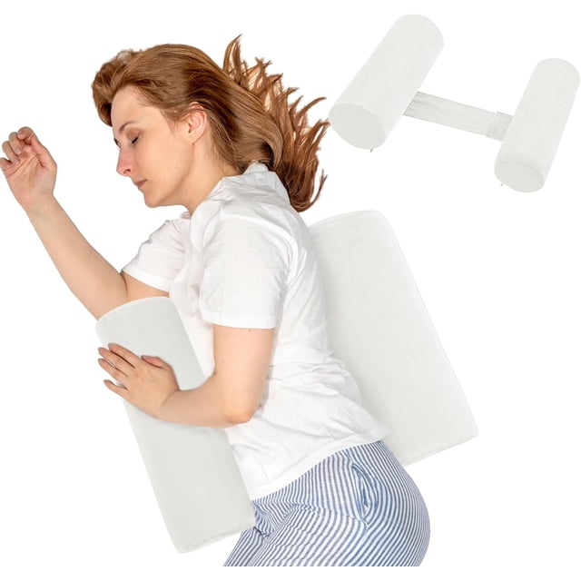 Almohada corporal para quienes duermen de costado o boca arriba, almohada cilíndrica enrollable para una mejor respiración durante el sueño (blanca, tamaño grande)