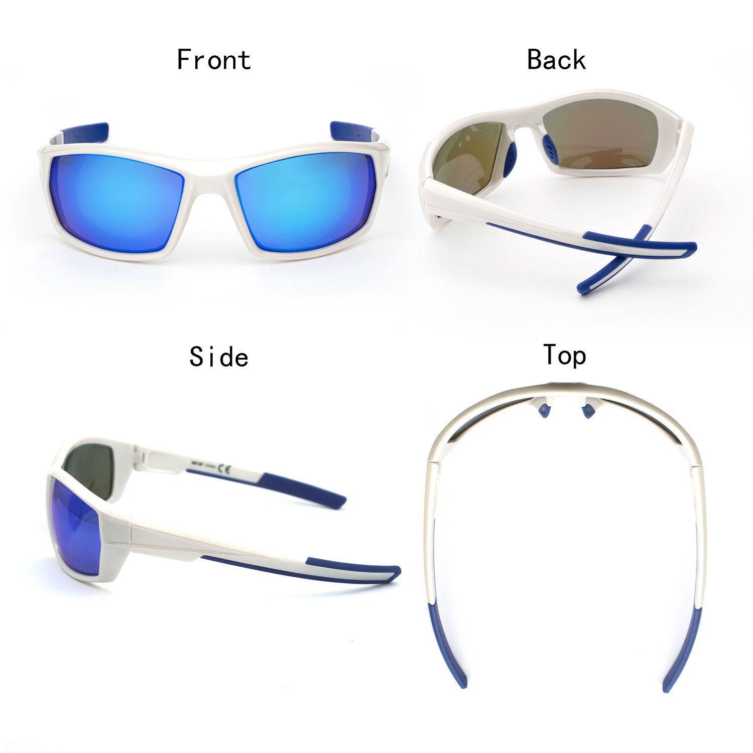 JUST GO Men's Polarized Lens Sports Sunglasses for Cycling Riding Baseball Running Golf, White, Revo Blue - image 4 of 7