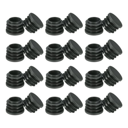 Round Plastic Hole Plugs 15/16inch, Pipe Tubing End Cap, Black 24 Pack