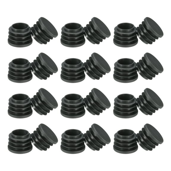 Round Plastic Hole Plugs 15/16inch, Pipe Tubing End Cap, Black 24 Pack