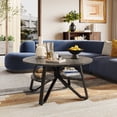 thumbnail image 5 of Bestier Round Coffee Table with Storage, Living Room Tables with Sturdy Metal Legs, Black Marble, 5 of 8