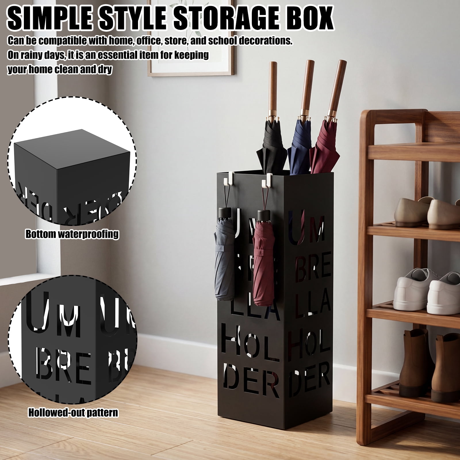 Toorise Slim Umbrella Stand Metal 19.5x6.1x6.1 Inch Freestanding Hollow Holder for Entryway Hallway Office Rustproof Space Saving Umbrella Rack