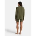 thumbnail image 2 of Lissome Women’s Super Soft Jersey Knit Long Sleeve Sleep Top and Shorts Pajama Set, 2-Piece, Sizes S-3X, 2 of 4
