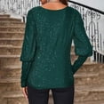 thumbnail image 4 of Dasayo Green Women Tops Sequin Cheeky Long Sleeve Vacation Solid Tops Sweatshirts for Women Trendy XL, 4 of 4
