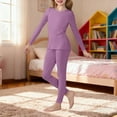 thumbnail image 1 of XIMIN Kids Girls Outfit Solid Color Fleece Thermal Underwear Set High Tech Dralon Self Heating Long Johns Cold Weather Kids Base Layer Top Bottom, 1 of 7