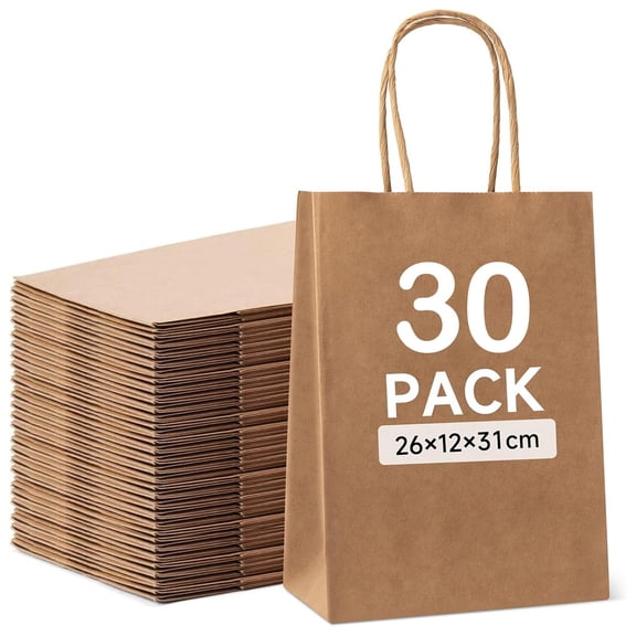 30 Large Reusable Shopping Bags with Handles, Brown Paper Bags,Bags Large with Handles 30 Pcs Brown Bags Paper Bags for Reusable Grocery Bag