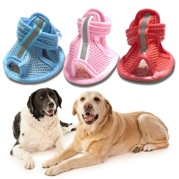kladzum Dog Shoes for Small Dogs, 4Pcs Anti-Slip Spring Summer Pet Paw Breathable Mesh Soft Bottom Dog Shoes, Outdoor Dog Shoes
