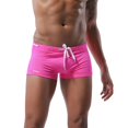 thumbnail image 2 of JoveMarine Men's Quick Dry Swim Trunks with Drawstring Low Waist Boxer Shorts for Hot Spring Beach and Swimming Solid Color Hot Pink S, 2 of 6