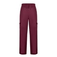 thumbnail image 2 of Winter Workout Loose Fit Sweatpants for Men Red Solid Color Drawstring Elastic Waist Pocket Pants Sports, 2 of 3
